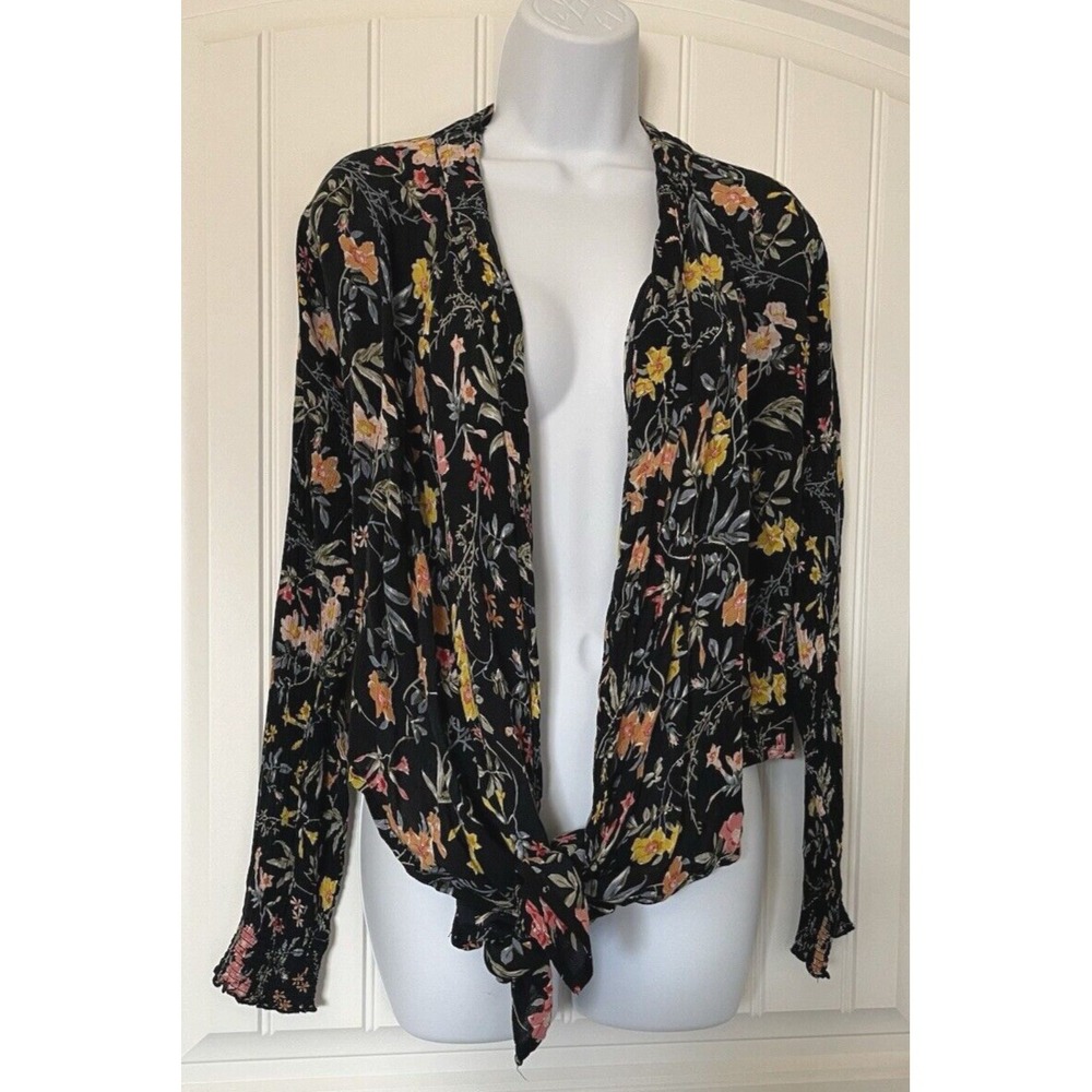 Patrons of Peace Cardigan Top Womens Small Floral Long Sleeve Shawl Boho Artsy